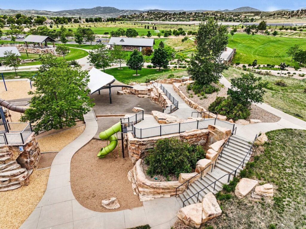 Mehaffey Park near 2126 Genoa Court featuring trails, playgrounds, and pickleball courts